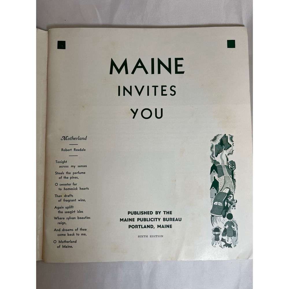 Vintage Maine Invites You Sixth Edition Travel Guide Booklet Fold Out Map Ripley - Picture 2 of 8